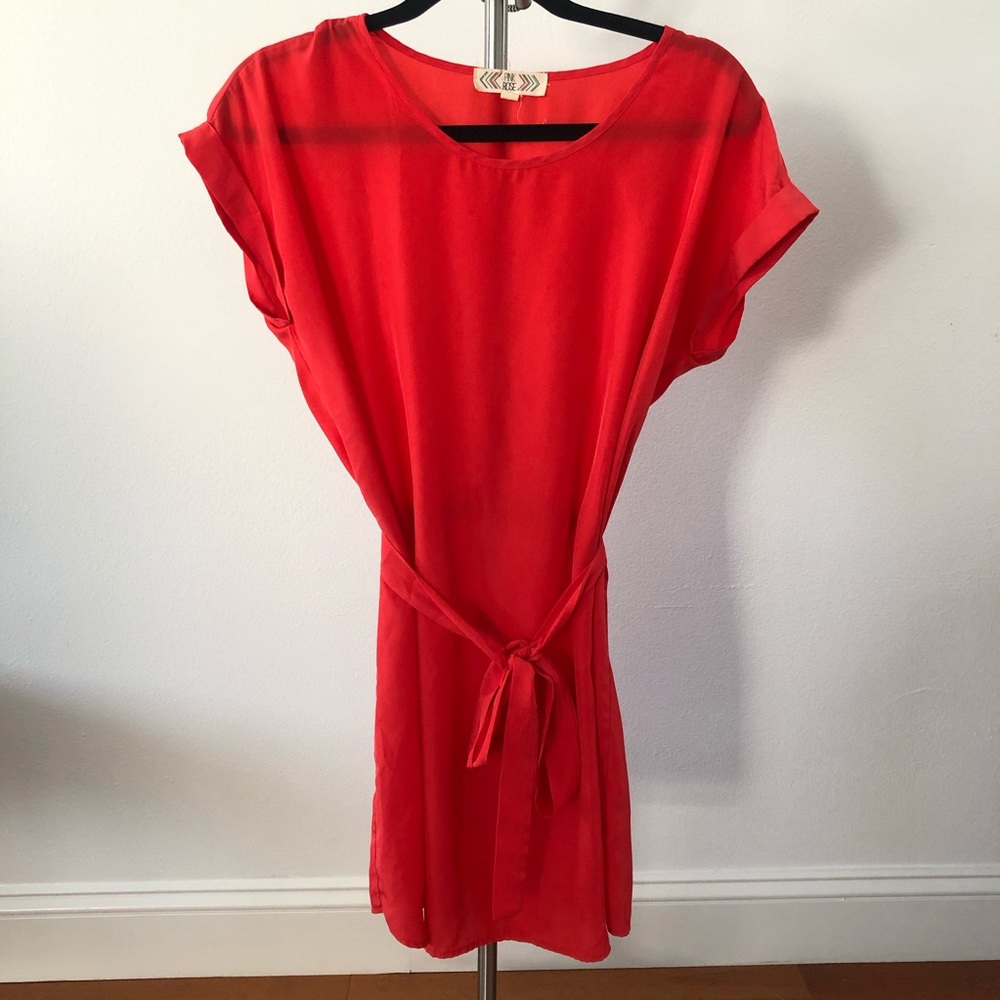 Pink Rose Brand Dress Coral w/ belt Size S